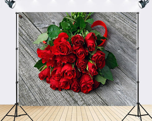TryKid 7x5ft Romantic Red Rose Bouquet Backdrop Fresh Flower Gift Photography Background Valentine Day Wedding Party
