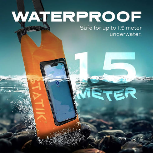 Statik MarCase Waterproof Dry Bag 2L, IPX8 Roll Top Small Bag with Touchscreen Window for Boating, Kayak Accessories,
