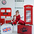 English Phone Booth Door Cover, Large Fabric Red Telephone Box Decor Banner for Photo Backdrop, 78.7 x 35.4 Inch