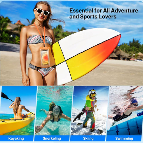 Waterproof Phone Pouch Bag - 8.5in Water Proof Cell Phone Case for Beach Travel, Waterproof Holder with Lanyard