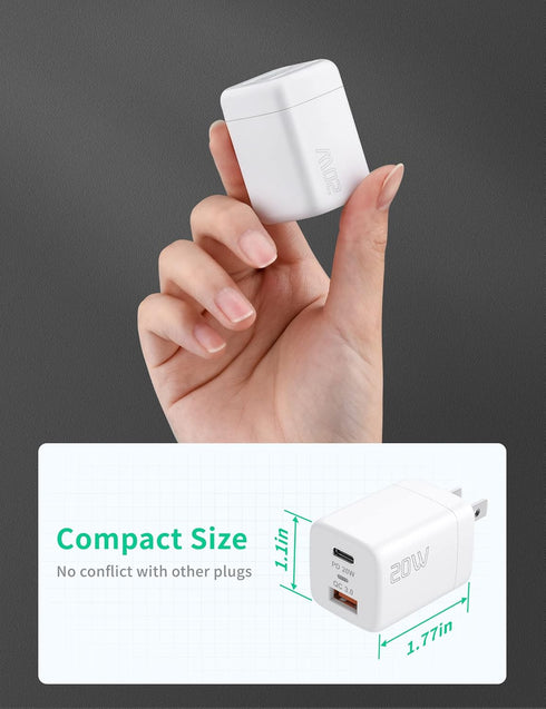 USB C Wall Charger Fast Charger Block, 2-Pack TI-TOO 20W Dual Port Power Adapter for iPhone 14 Pro Max/14 Plus