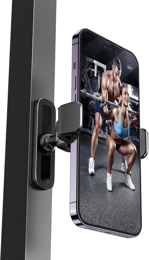 APPS2Car Gym Magnetic Phone Holder, 360 Adjustable, Compatible with 4.7-6.5" Smartphones, Alloy Base, Black