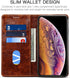 SINIANL iPhone XR Case, Leather Wallet Folio Book Design Flip Cover with Stand and ID Card Slot, Khaki