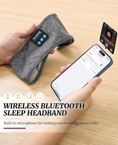 Sleep Headphones Wireless, Perytong Bluetooth Sports Headband with Ultra-Thin HD Stereo Speakers