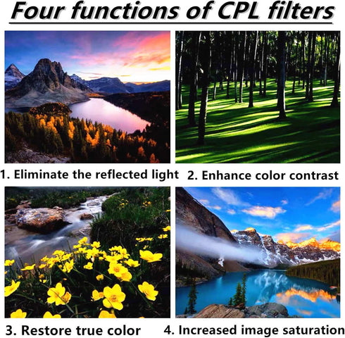 CPL Polarizing Filter for Phone - 52mm Camera Lens Filter with Clip for iPhone 14 Pro Max, Samsung Galaxy