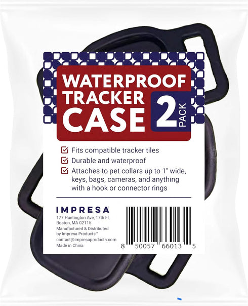 Impresa 2-Pack Waterproof Silicone Dog Collar Tracker Case, Black, Compatible with Eufy & Petloc8 GPS