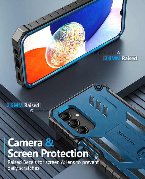 FNTCASE Dual-Layer Protective Case for Samsung Galaxy A14-5G: Shockproof Rugged TPU Cover with Kickstand, Military