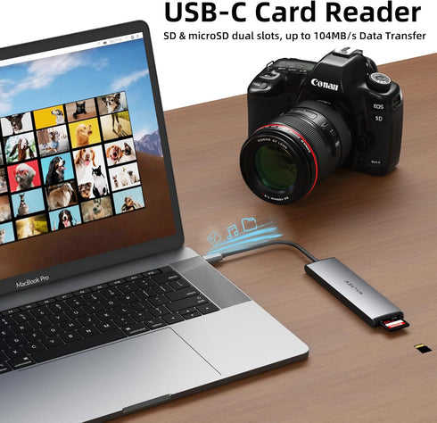 USB C Hub, WALNEW 7 in 1 Docking Station with 4K HDMI, 100W PD, 3 Data Ports, TF/SD Card Reader for Laptop