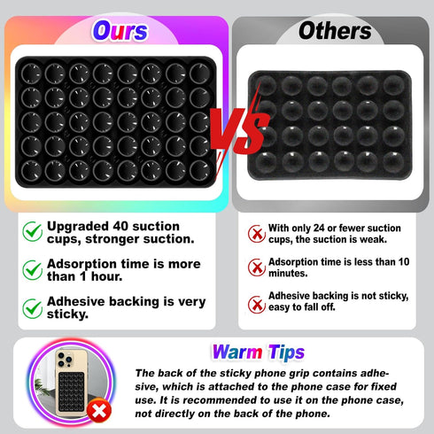 sicitu (2pcs-Transparent) Silicone Sticky Phone Grip, Adhesive Suction Cup Phone Case Mount, Phone Grip with Strong