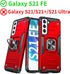 Anqrp Galaxy S21 FE Case - Military Grade Protective Cover with Rotatable Metal Ring Kickstand, Red