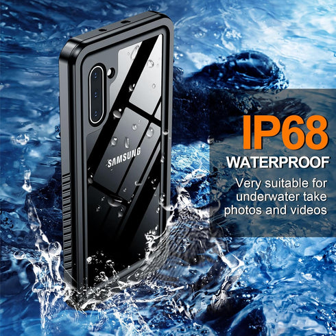 Hualele Galaxy Note 10 Case Waterproof, Built-in Lens & Screen Protector, Rugged Heavy Duty IP68 Underwater