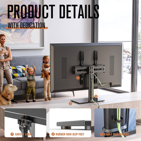 Hemudu 27 30 32 39 40 42 43 49 50 55 60 Inch 88 lbs, 9 Universal TV Stand/Base Table Top TV Stand with Wall Mount