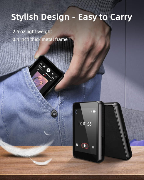 Luoran 64GB MP3 2.4" 256GB, Player for Kids, Portable Music Player with Speaker, FM Radio, Voice Recorder, E-Book, Full