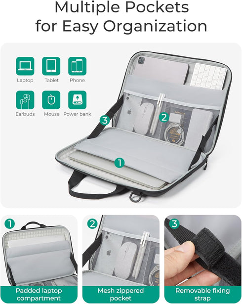 15.6-16 inch BAGSMART Laptop Computer Case with Strap,Shockproof Waterproof Laptop Bag with Sturdy Handle