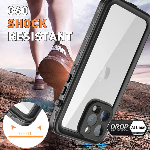 AICase Waterproof iPhone 14 Pro Case, MagSafe Compatible, Shockproof Full Body Clear with Screen Protector