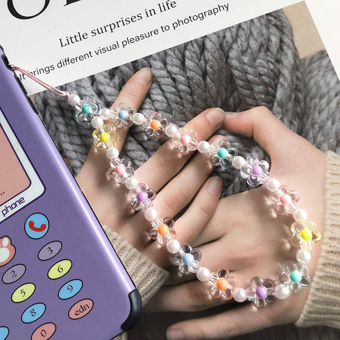 Beaded Mobile Phone Lanyard Wrist Strap, Y2K Cute Phone Charms for Women, Anti-Lost Chains