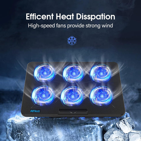 Laptop Cooling Pad, Gaming Laptop Cooler with 6 Quiet Fans, Fits 12-17 Inch Laptop, USB Powered, 7 Adjustable Height