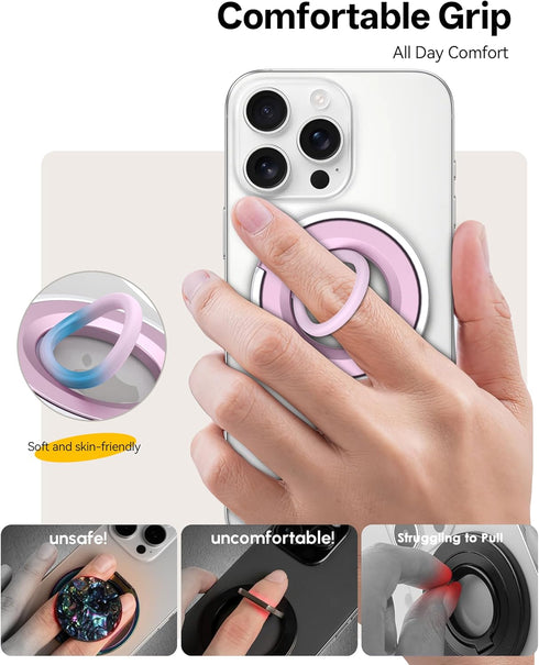 Orivienta 360 17/16/15/14/13 Magnetic Phone Grip for MagSafe Ring Holder, Rotation Phone Grip Stand Finger Kickstand