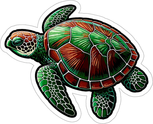 Weatherproof Sea Turtle Sticker Vinyl Decal, Small 4" Waterproof for Water Bottle, Mug, Laptop, Funny Gift ID44990