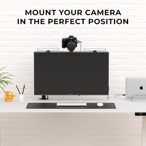 HumanCentric 100x100mm DSLR Monitor Mount Extra Large, Desk Camera Mounting, Light Webcam, Microphone Shelf for Monitor
