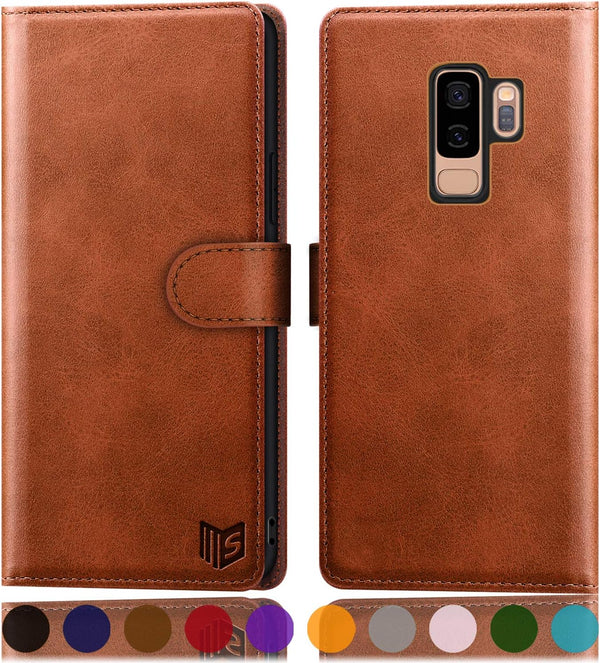 SUANPOT for Samsung Galaxy S9+ / S9 Plus Wallet Case - RFID Blocking Credit Card Holder, PU Leather Flip Folio (Light