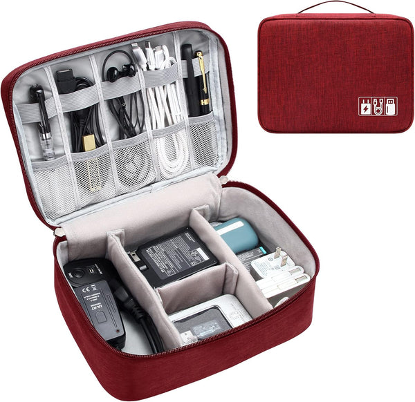Waterproof Electronics Organizer Travel Cable Bag, Portable Digital Storage Case for Electronic Accessories and Charger