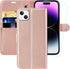 MONASAY Rosegold Wallet Case for iPhone 15 Plus/14 Plus 5G, 6.7" - Flip Folio, RFID Blocking, Credit Card Holder, Glass