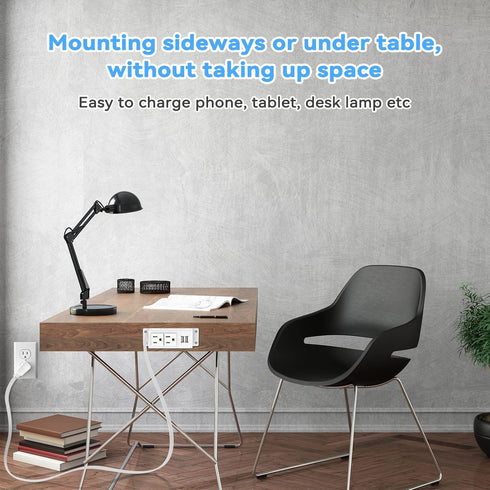 Kungfuking Power Strip with USB, Wall Mountable Surge Protector, 2 AC Outlets & 2 USB Ports, 6.56 FT White