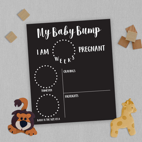 My Baby Bump Pregnancy Timeline Dry Erase Sign - 10" x 12" Black Sign for Monthly Milestone New Mom Photo Prop