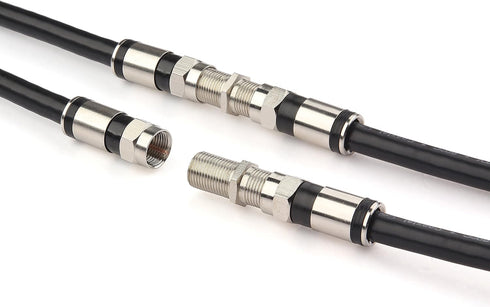 GTOTd Coaxial Cable (3 Feet) with RG6 Connector and F-Type Extension Adapter, Black Coax Satellite TV 75 Ohm