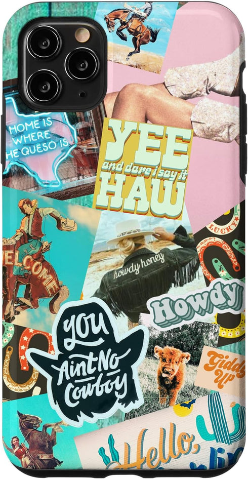 iPhone 11 Pro Max Case, Western Cowgirls Howdy Giddy-up Boho Aesthetics Country Chic