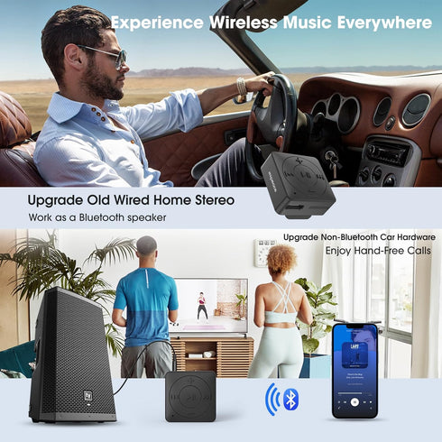 MIPEACE Bluetooth Audio Adapter for Headphones, Bluetooth 5.3 Receiver, 3.5mm Aux Wireless Adapter, Black