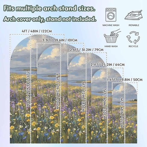 Jnbasdffb 6.6 Spring Floral Wedding Arch Cover, Stretchy Spandex Arch Backdrop Stand Covers FT, Oil Painting Pastoral