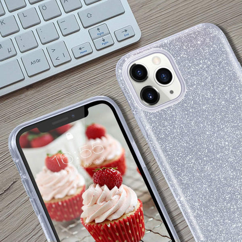 MATEPROX Compatible with iPhone 11 Pro Case, Bling Sparkle Cute Girls Women Protective Case - Silver