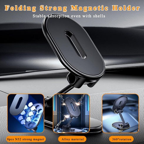 Magnetic Phone Holder for Car, 360 Degree Rotatable Auto Mount with 8 Strong Magnets, Compatible with All Smartphones