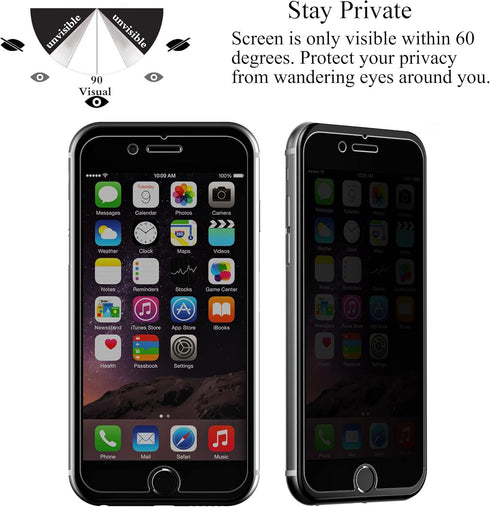 Ailun Screen Protector for iPhone 8 Plus 7 Plus - Privacy Anti Glare 3Pack Anti Spy Private Tempered Glass