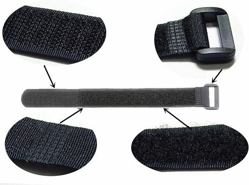 50-PCS Black Hook and Loop Reusable Fastening Cable Tie Down Straps - 0.8" x 8"
