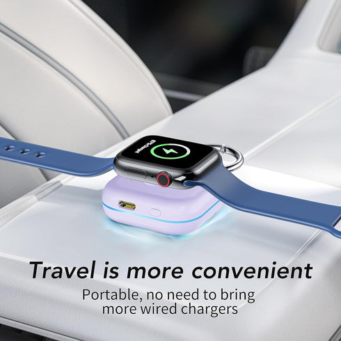 Portable Travel Charger for Apple Watch Series 8, Wireless iWatch Charger 1200mAh Power Bank with Charging Cable