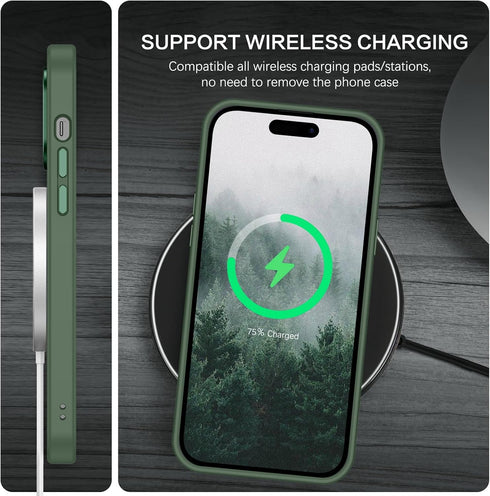 BENTOBEN iPhone 14 Pro Case - Dark Green, Slim Shockproof, Translucent Matte, Compatible with MagSafe, for Men & Women.