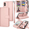 Tekcoo Luxury Wallet Case for iPhone Xs/iPhone X, Rose Gold PU Leather Flip Cover with Detachable Magnetic Hard Case