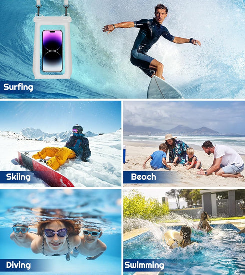 Universal Oversized Floating Waterproof Pouch with Lanyard, Underwater Dry Bag for iPhone 15 14 13 12 11 Pro Max