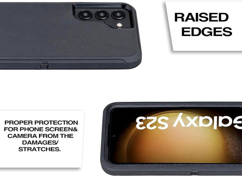 WallSkiN Case for Galaxy S23 (6.2"), Heavy Duty Full Body Military Grade Drop Protection Cover with Holster for Men
