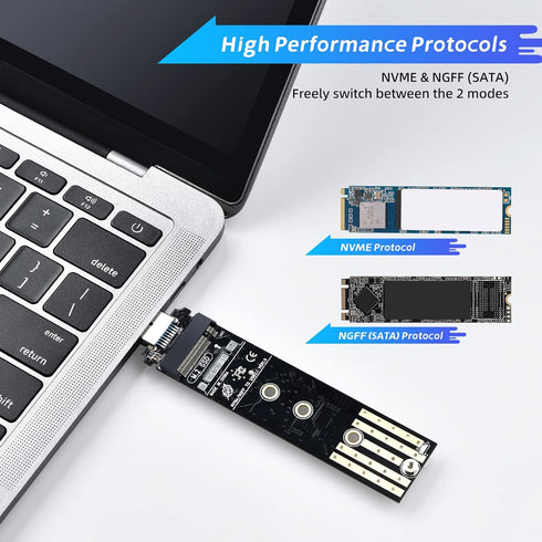 ELUTENG M.2 to USB Adapter Dual Protocol M.2 NVME SATA Hard Drive USB3.1 Gen2 10Gbps USB to NVME PCI-E SSD Reader M Key & B+M Key Support UASP for 2280 2260 2242 2230 SSD Enclosure