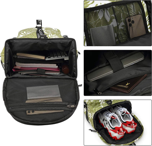 Backpack 4-Way Kalesi Gym Duffle Bag Waterproof with Shoes Compartment for travel Sport Hiking laptop (olive-green)