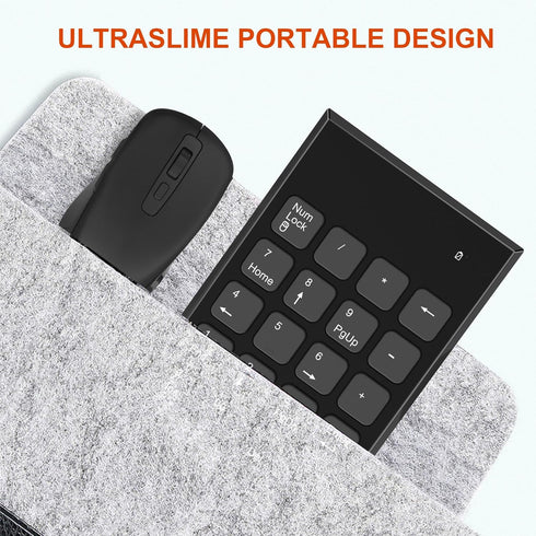 Wireless Number Pad and Mouse Set, 19 Keys Portable Ultra Slim 2.4GHz USB Keypad and Adjustable DPI Silent Mouse