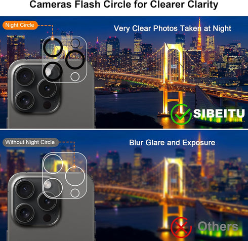 SIBEITU 3 Pack Screen Protector for iPhone 12 with 3 Pack Camera Lens Tempered Glass Protector, 6.1 Inch HD Clear