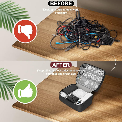 Electronic Organizer Travel Universal Cable Organizer Electronics Accessories Bag for Cable, Charger, Phone, USB, SD Card,1Pack