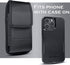 Cell Phone Holster Case for iPhone 15, 15 Pro 14, 14 Pro 13, 13 Pro 12, 12 Pro, 11, XR, XS 10 with Otterbox Case, Cell Phone Belt Holder for Men, iPhone Case with Card Slot and Belt Clip, Black