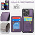 iPhone 15 Pro Max Case - Purple Wallet with Card Holder, RFID Blocking, Shockproof Kickstand for Men & Women. Durable!