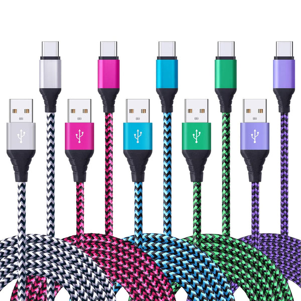 5Pack 6FT USB Type C Fast Charging Cable for Motorola Moto G10, G9, G8, G7, Edge, Razr, One 5G Ace & more.
